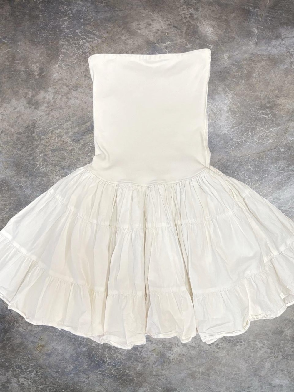 Mahina Made Hawaii Strapless Tiered White Dress with Voluminous Skirt